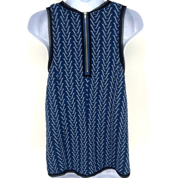 Anthropologie Postmark Sleeveless Tank Back Zip Sheer Raw Edge Detail Trim Sz M - Picture 4 of 11